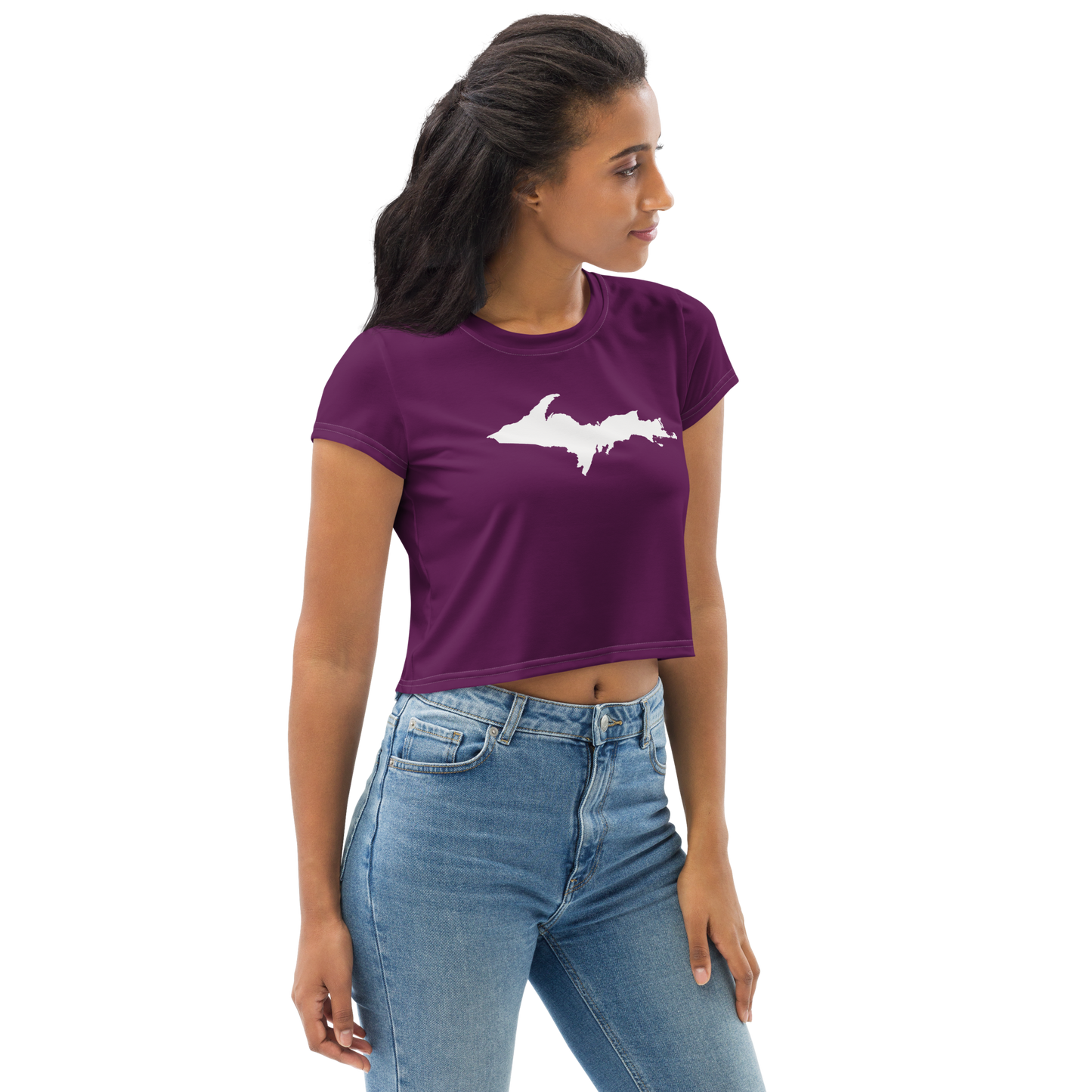 Michigan Upper Peninsula Crop Top (w/ UP Outline) | Sporty - Tyrian Purple