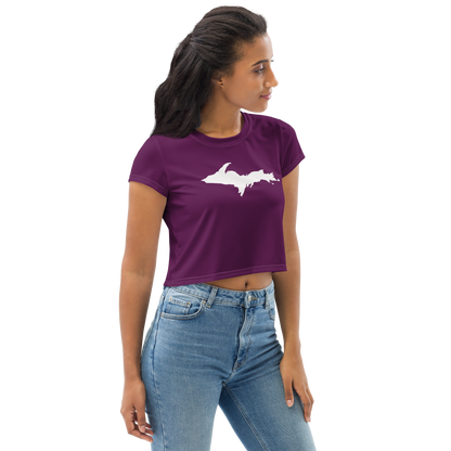 Michigan Upper Peninsula Crop Top (w/ UP Outline) | Sporty - Tyrian Purple