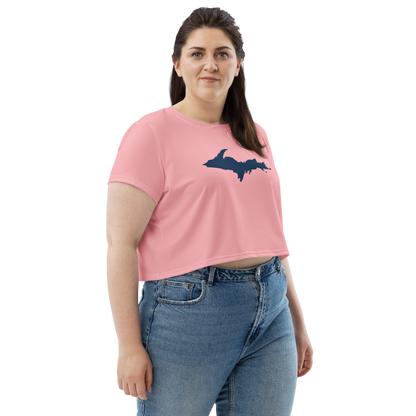 Michigan Upper Peninsula Crop Top (w/ UP Outline) | Sporty - Strawberry Pink