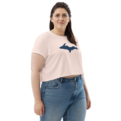 Michigan Upper Peninsula Crop Top (w/ UP Outline) | Sporty - Champagne Pink