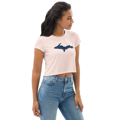 Michigan Upper Peninsula Crop Top (w/ UP Outline) | Sporty - Champagne Pink