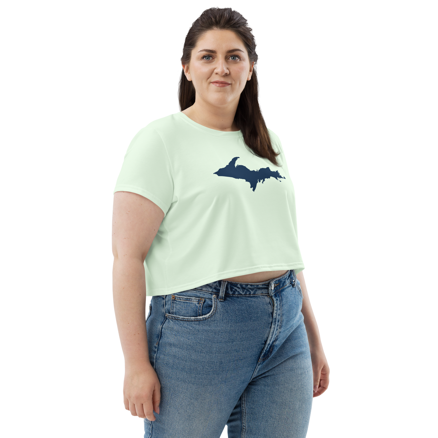 Michigan Upper Peninsula Crop Top (w/ UP Outline) | Sporty - Dew Green