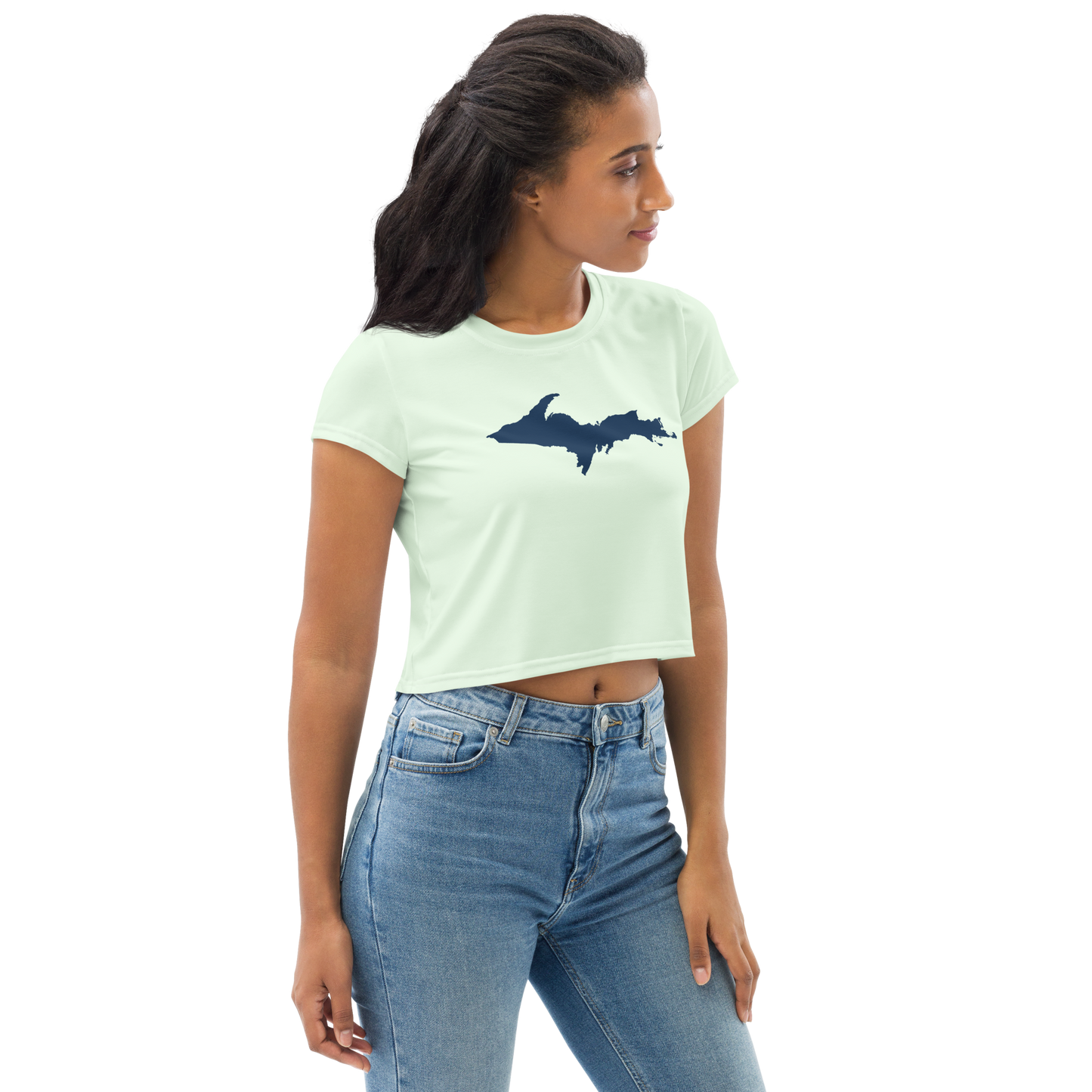 Michigan Upper Peninsula Crop Top (w/ UP Outline) | Sporty - Dew Green