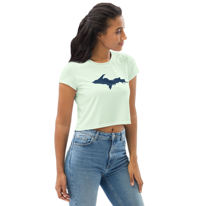 Michigan Upper Peninsula Crop Top (w/ UP Outline) | Sporty - Dew Green