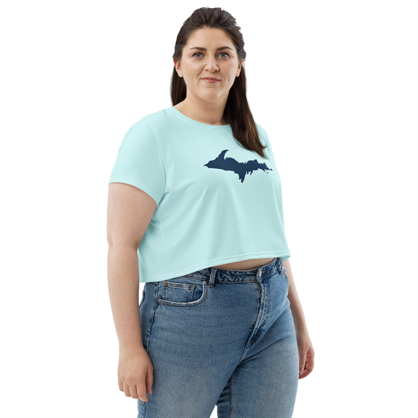 Michigan Upper Peninsula Crop Top (w/ UP Outline) | Sporty - Cyan