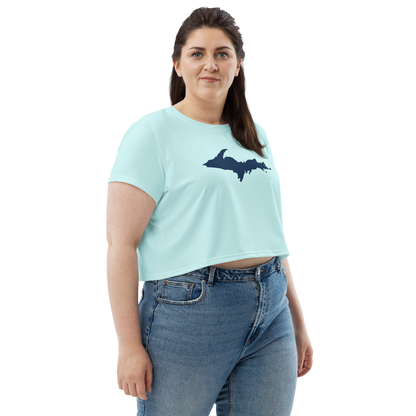 Michigan Upper Peninsula Crop Top (w/ UP Outline) | Sporty - Cyan