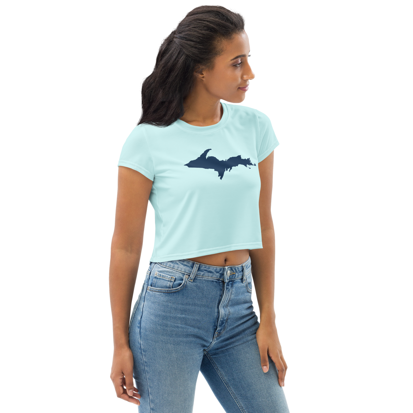 Michigan Upper Peninsula Crop Top (w/ UP Outline) | Sporty - Cyan