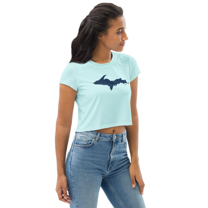 Michigan Upper Peninsula Crop Top (w/ UP Outline) | Sporty - Cyan