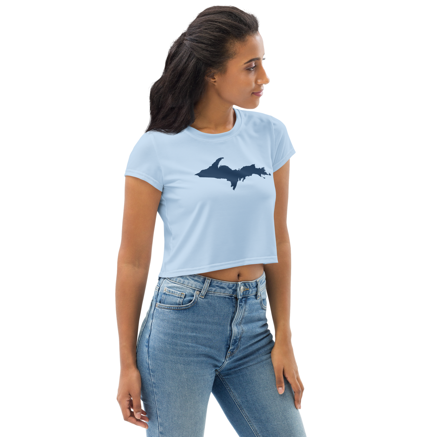 Michigan Upper Peninsula Crop Top (w/ UP Outline) | Sporty - Light Blue