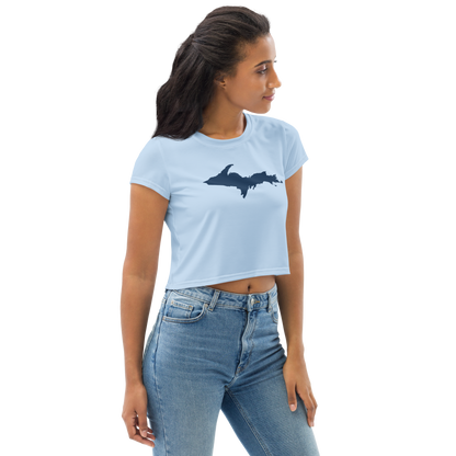 Michigan Upper Peninsula Crop Top (w/ UP Outline) | Sporty - Light Blue