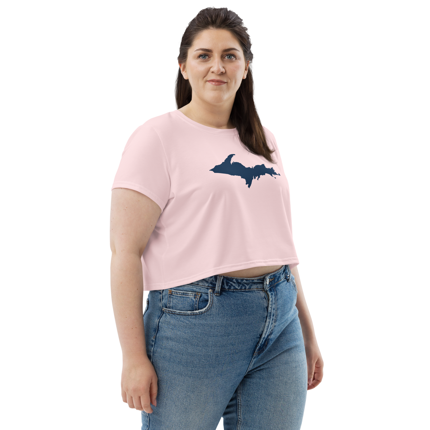 Michigan Upper Peninsula Crop Top (w/ UP Outline) | Sporty - Pale Pink