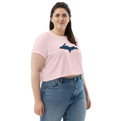 Michigan Upper Peninsula Crop Top (w/ UP Outline) | Sporty - Pale Pink