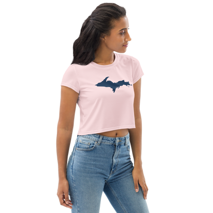 Michigan Upper Peninsula Crop Top (w/ UP Outline) | Sporty - Pale Pink