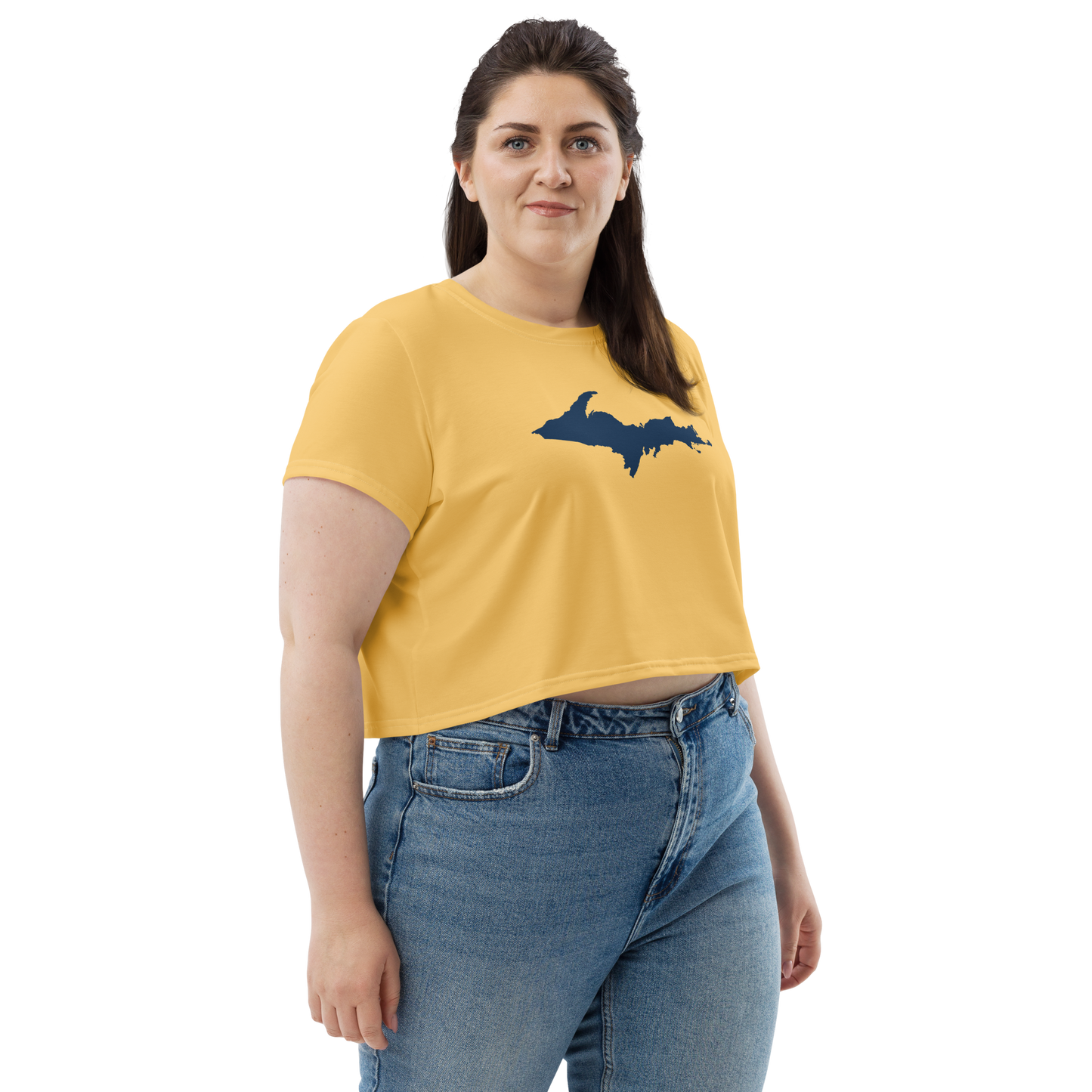 Michigan Upper Peninsula Crop Top (w/ UP Outline) | Sporty - Citrine