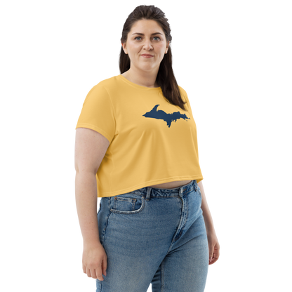 Michigan Upper Peninsula Crop Top (w/ UP Outline) | Sporty - Citrine