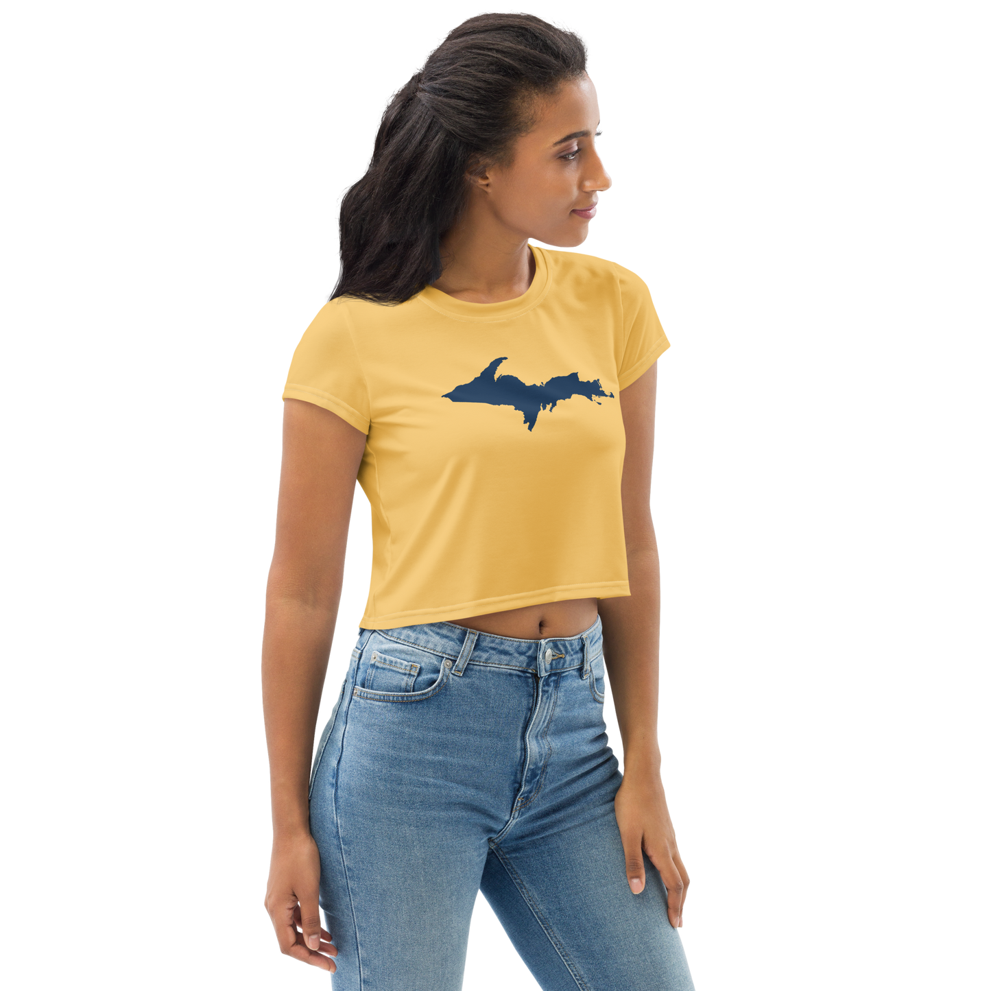 Michigan Upper Peninsula Crop Top (w/ UP Outline) | Sporty - Citrine