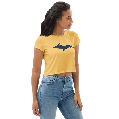 Michigan Upper Peninsula Crop Top (w/ UP Outline) | Sporty - Citrine