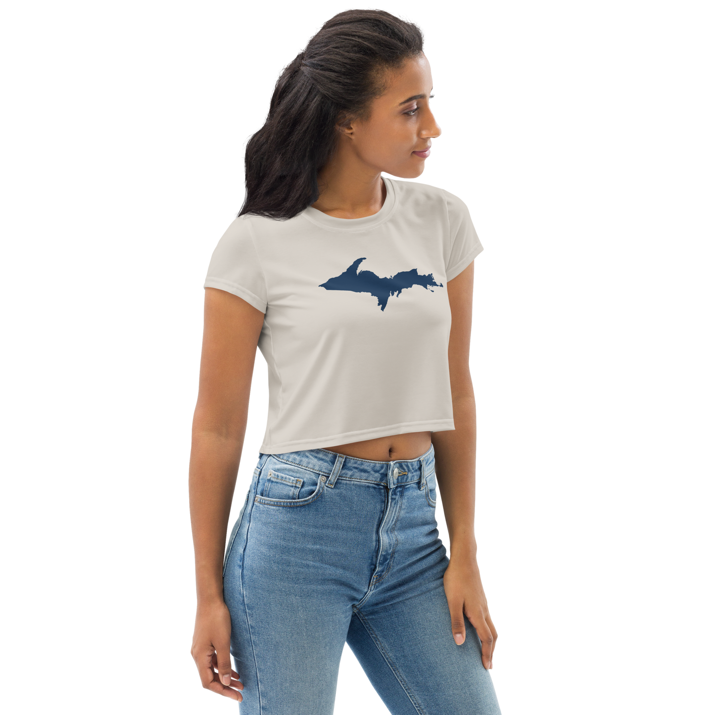 Michigan Upper Peninsula Crop Top (w/ UP Outline) | Sporty - Canvas Color