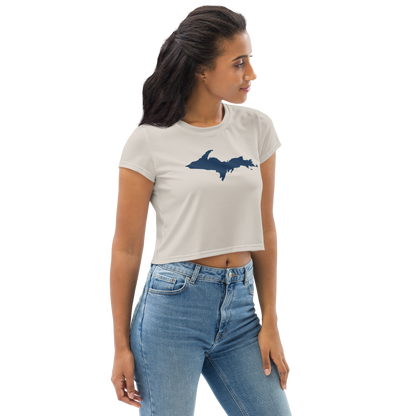 Michigan Upper Peninsula Crop Top (w/ UP Outline) | Sporty - Canvas Color