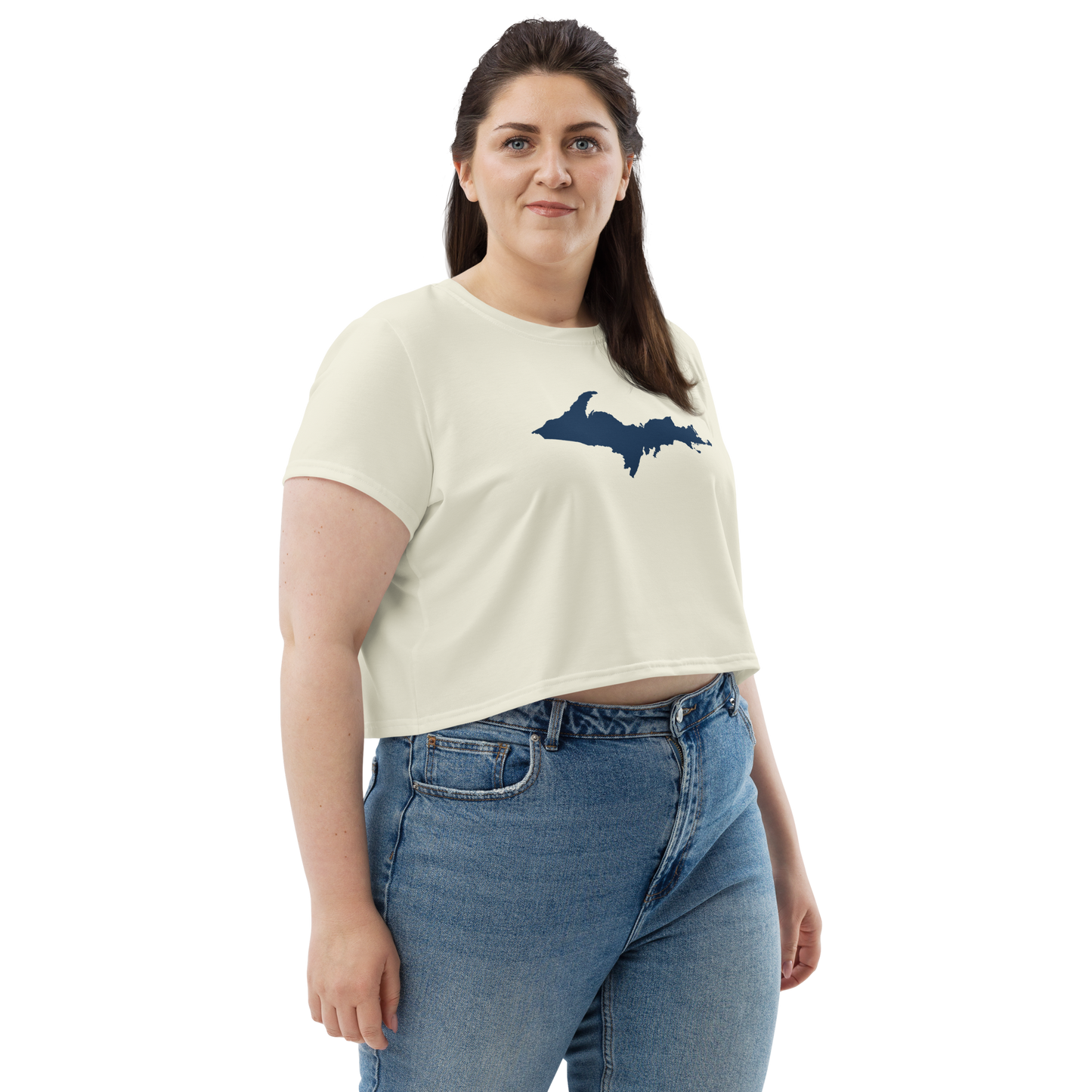 Michigan Upper Peninsula Crop Top (w/ UP Outline) | Sporty - Ivory White