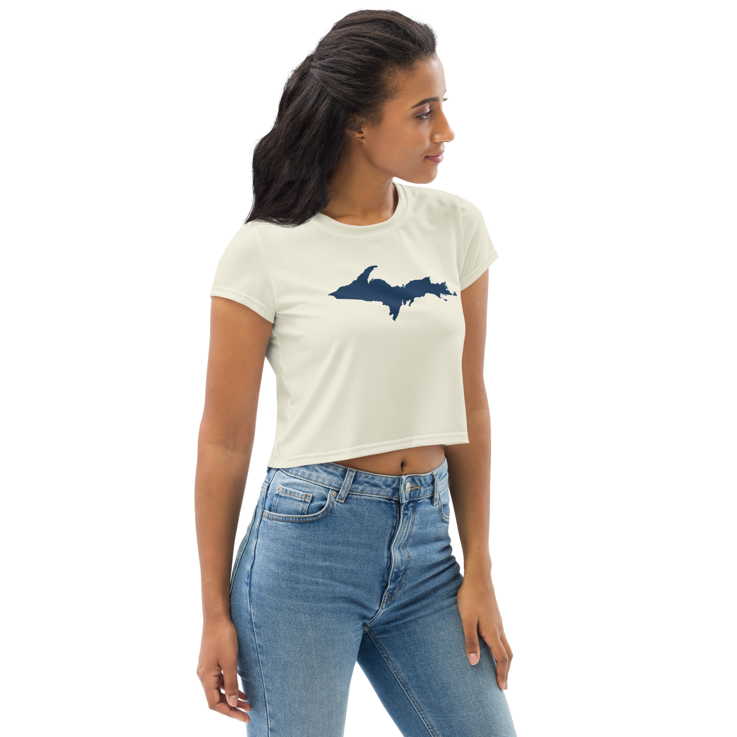 Michigan Upper Peninsula Crop Top (w/ UP Outline) | Sporty - Ivory White