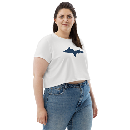 Michigan Upper Peninsula Crop Top (w/ UP Outline) | Sporty - Birch Bark White