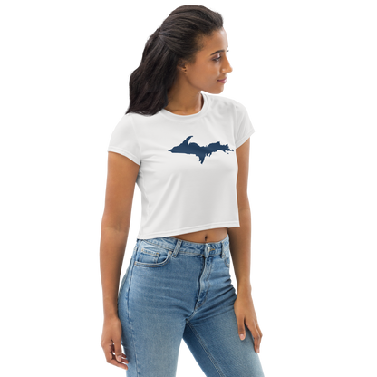 Michigan Upper Peninsula Crop Top (w/ UP Outline) | Sporty - Birch Bark White