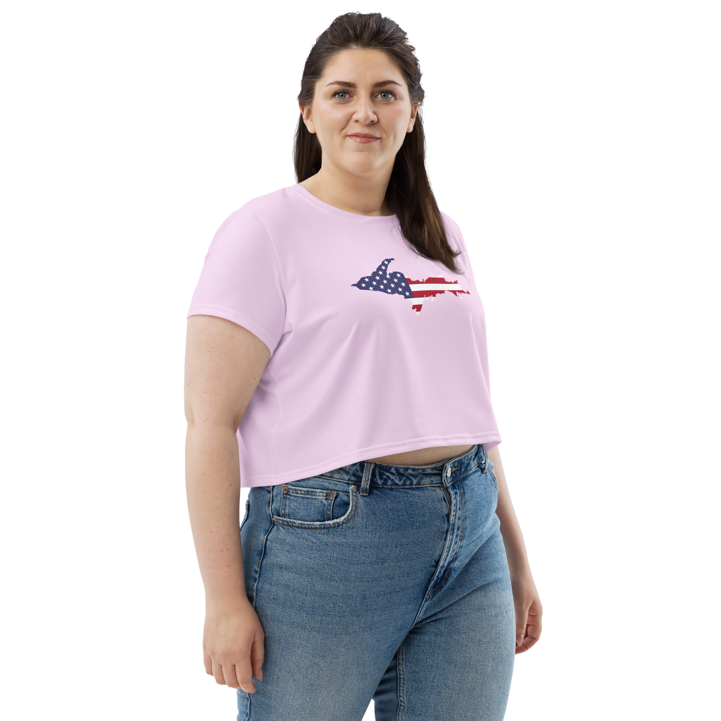 Michigan Upper Peninsula Crop Top (w/ UP USA Flag) | Sporty - Pale Lavender