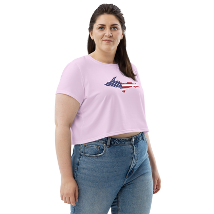 Michigan Upper Peninsula Crop Top (w/ UP USA Flag) | Sporty - Pale Lavender