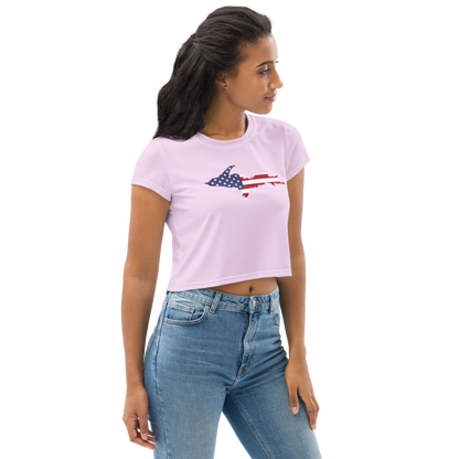 Michigan Upper Peninsula Crop Top (w/ UP USA Flag) | Sporty - Pale Lavender