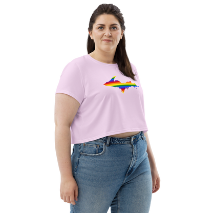 Michigan Upper Peninsula Crop Top (w/ UP Pride Flag) | Sporty - Pale Lavender