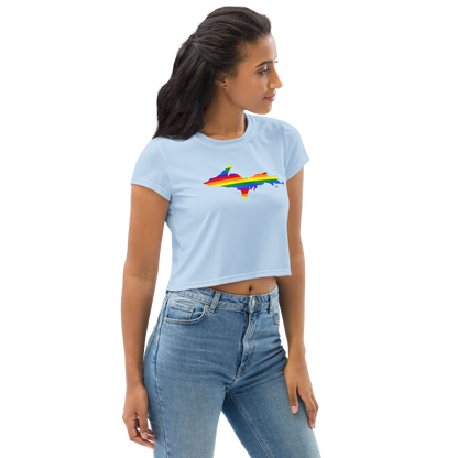 Michigan Upper Peninsula Crop Top (w/ UP Pride Flag) | Sporty - Light Blue