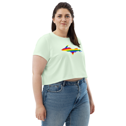 Michigan Upper Peninsula Crop Top (w/ UP Pride Flag) | Sporty - Dew Green