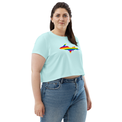 Michigan Upper Peninsula Crop Top (w/ UP Pride Flag) | Sporty - Cyan