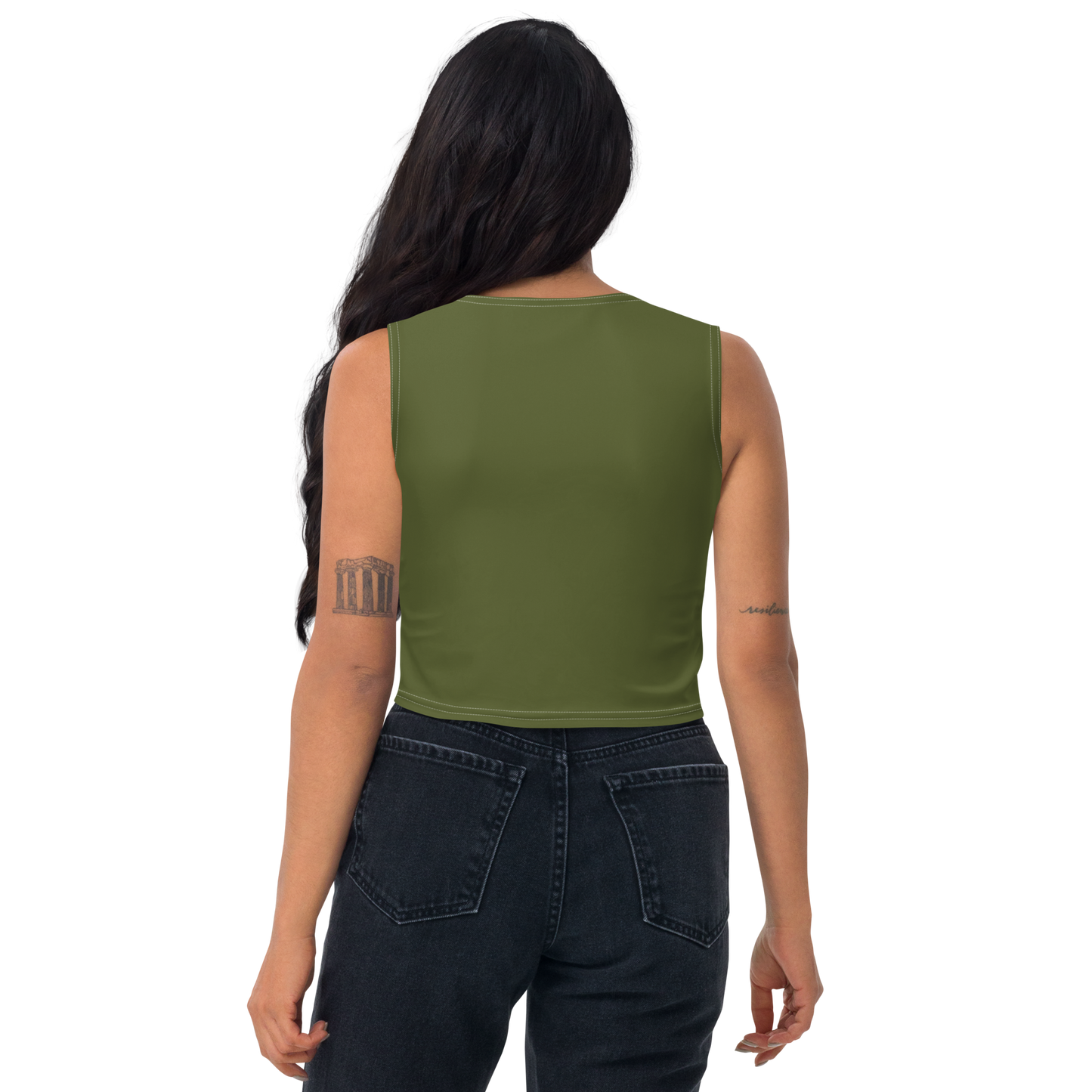 Michigan Upper Peninsula Crop Tank (w/ UP Outline) | Army Green