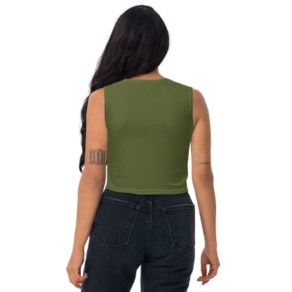 Michigan Upper Peninsula Crop Tank (w/ UP Outline) | Army Green