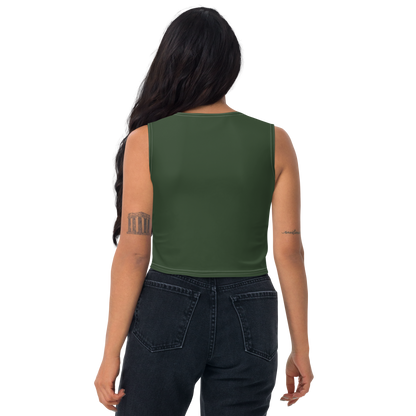 Michigan Upper Peninsula Crop Tank (w/ UP Outline) | Military Green