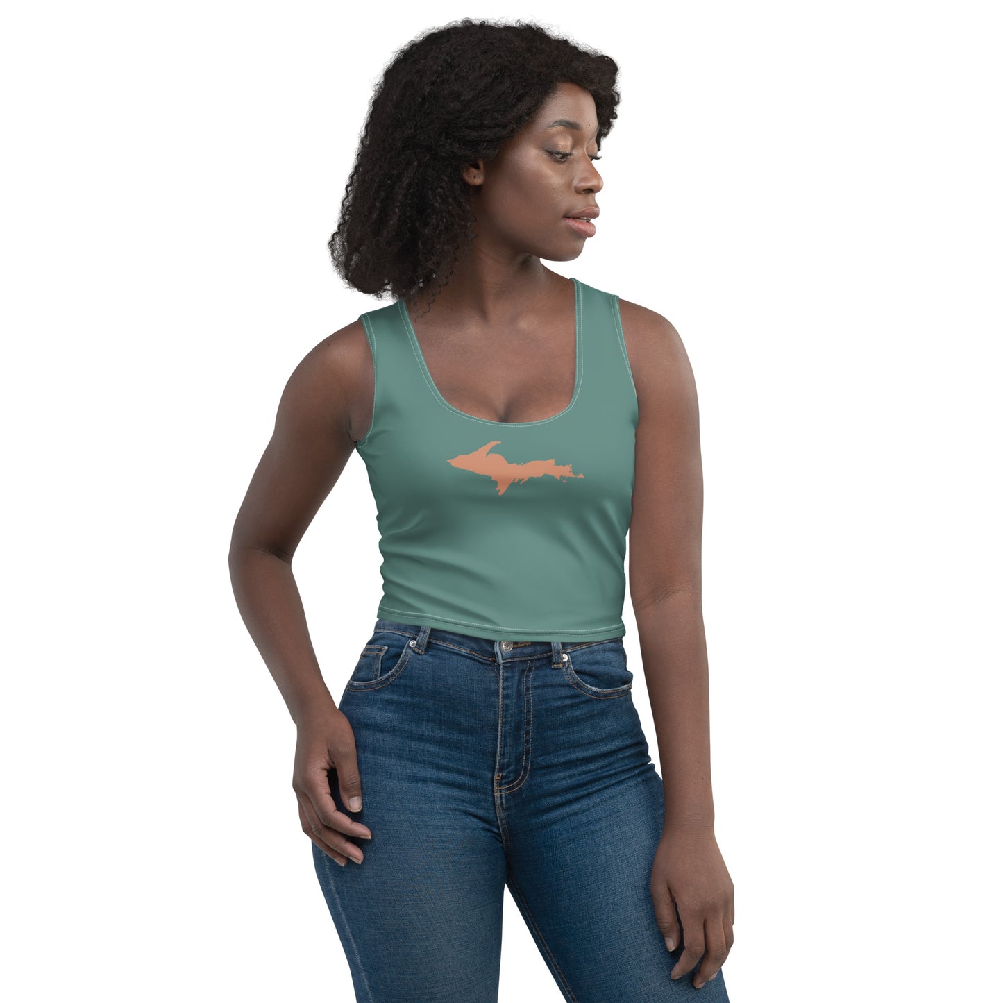 Michigan Upper Peninsula Crop Tank (w/ Copper UP Outline) | Copper Green