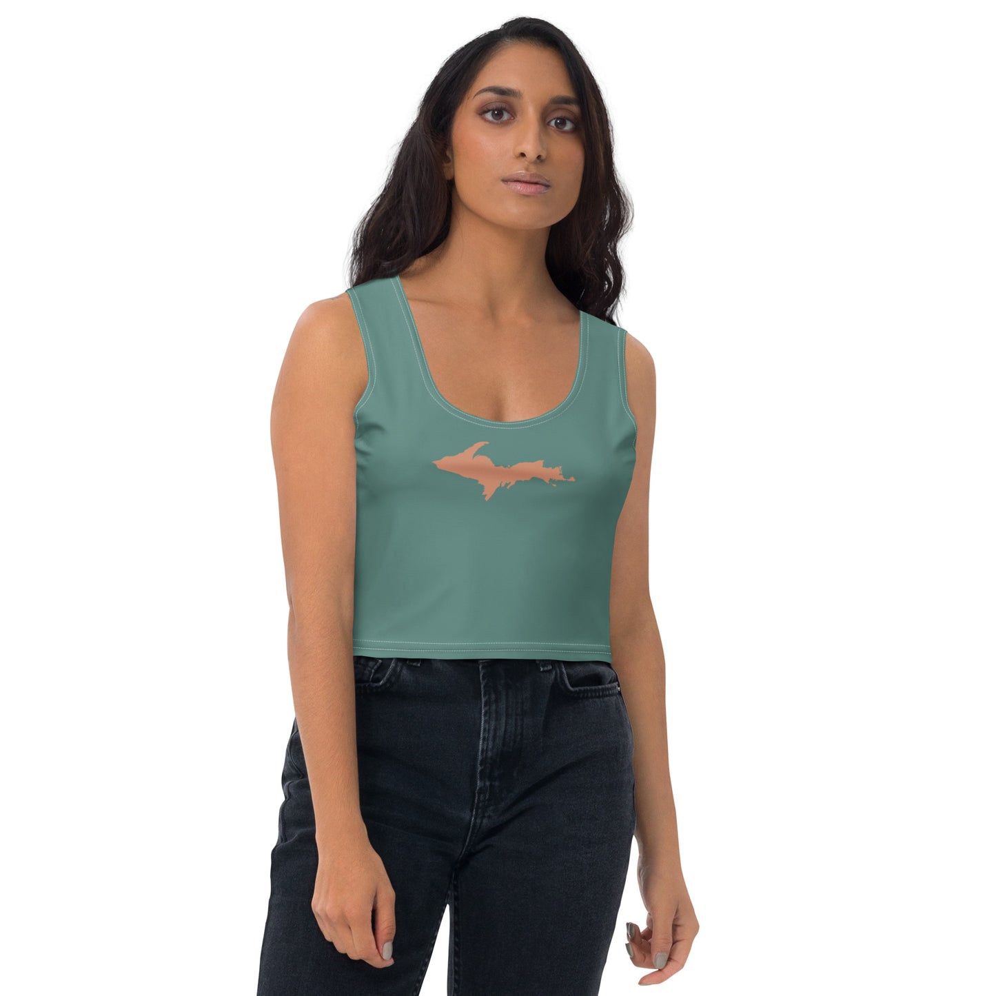 Michigan Upper Peninsula Crop Tank (w/ Copper UP Outline) | Copper Green