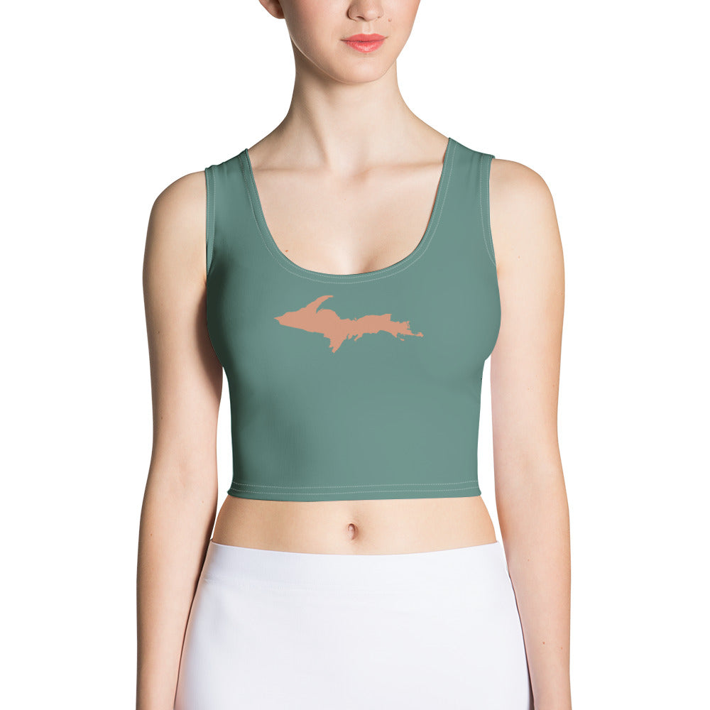 Michigan Upper Peninsula Crop Tank (w/ Copper UP Outline) | Copper Green