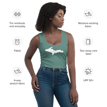 Michigan Upper Peninsula Crop Tank (w/ UP Outline) | Copper Green