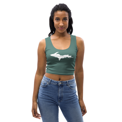 Michigan Upper Peninsula Crop Tank (w/ UP Outline) | Copper Green