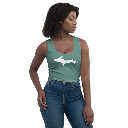 Michigan Upper Peninsula Crop Tank (w/ UP Outline) | Copper Green