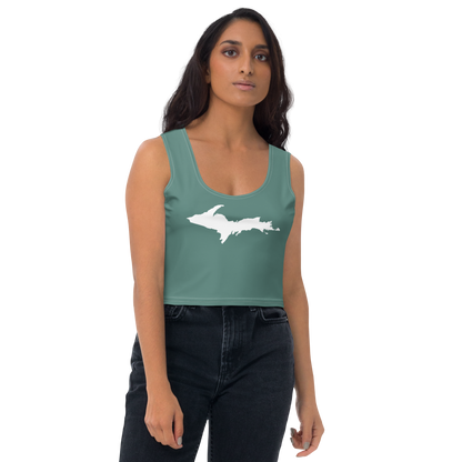 Michigan Upper Peninsula Crop Tank (w/ UP Outline) | Copper Green