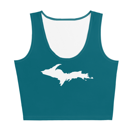 Michigan Upper Peninsula Crop Tank (w/ UP Outline) | Auburn Hills Teal