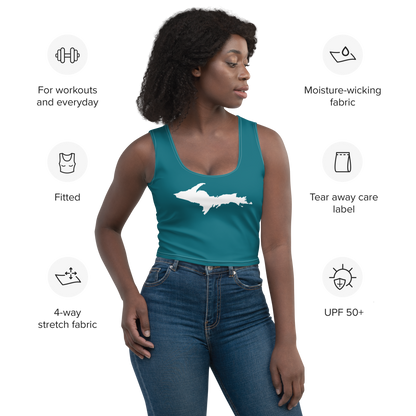 Michigan Upper Peninsula Crop Tank (w/ UP Outline) | Auburn Hills Teal