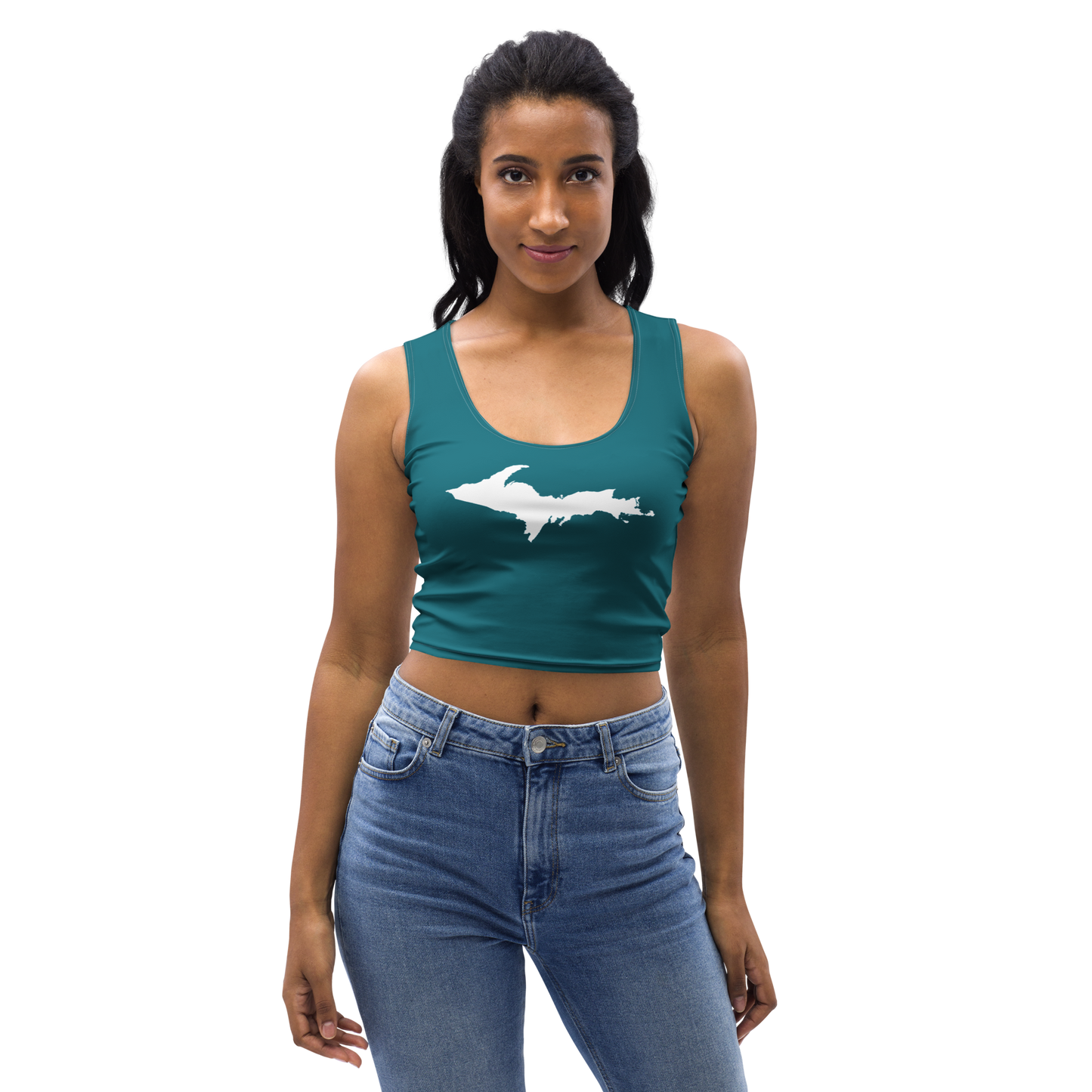 Michigan Upper Peninsula Crop Tank (w/ UP Outline) | Auburn Hills Teal