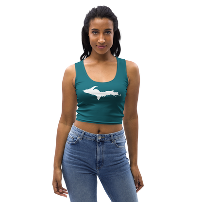 Michigan Upper Peninsula Crop Tank (w/ UP Outline) | Auburn Hills Teal