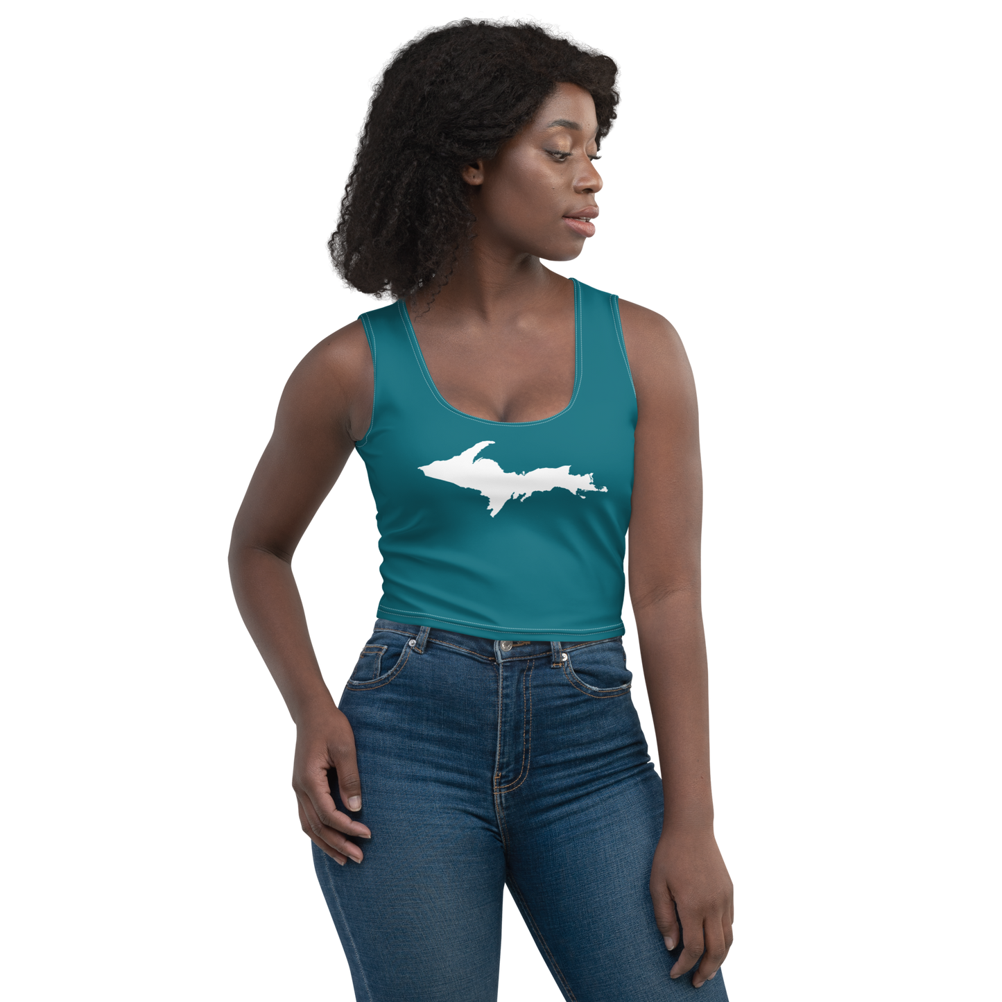 Michigan Upper Peninsula Crop Tank (w/ UP Outline) | Auburn Hills Teal