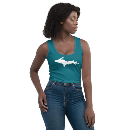 Michigan Upper Peninsula Crop Tank (w/ UP Outline) | Auburn Hills Teal